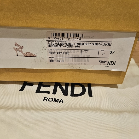 Fendi Leather And Mesh High-heeled Slingbacks In Nude/gold - Picture 3 of 11